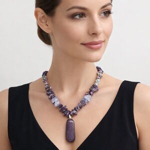 Purple and Silver Women's Necklace